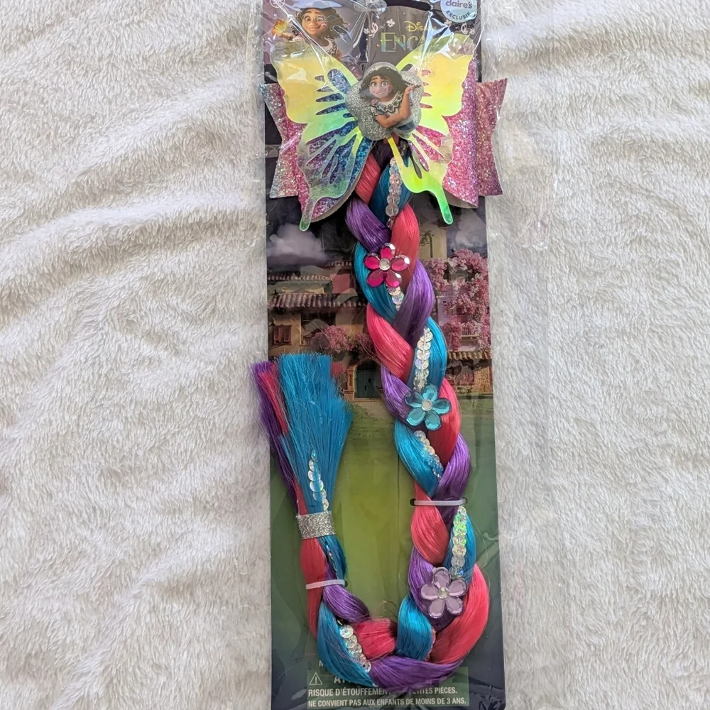 BRAND NEW Claire’s Disney Encanto Butterfly Bow Barrett Multicolor Hair Braid